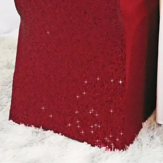 1 Piece Apple Red Sequin Chair Cover, Stretch Spandex Fit for Banquet Events {5}