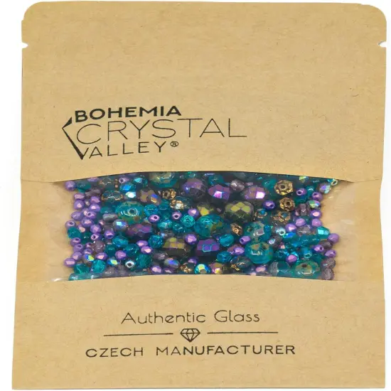 Blue Purple Mix of Czech Faceted Fire Polished Beads {3}