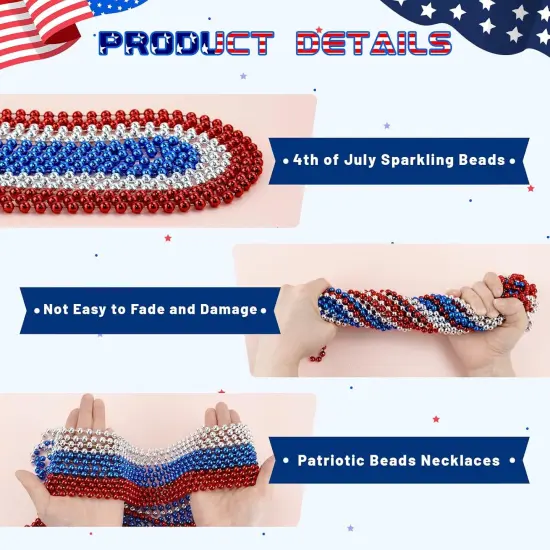 4th of July 24 PCS Patriotic Bead Necklaces {2}