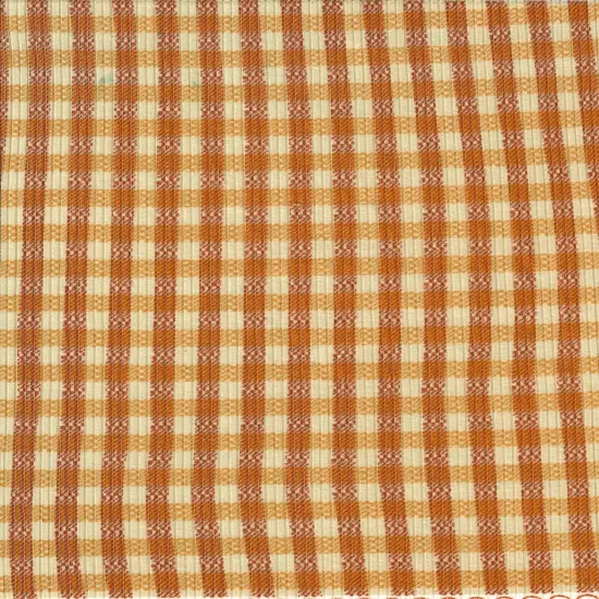 Gingham Check Yummy Rib Knit Fabric 1 Yard 4x2 Soft Stretch 58/60" Wide RUST/MUSTARD {4}