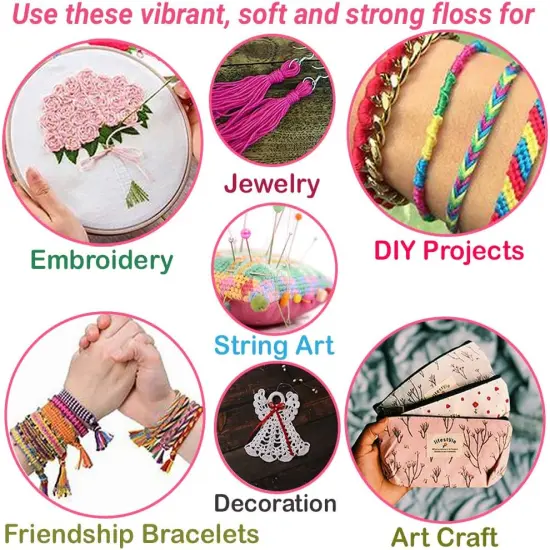 8.75 Yards - Embroidery Floss,52 Rainbow Colors Hand Embroidery (Rainbow) {5}