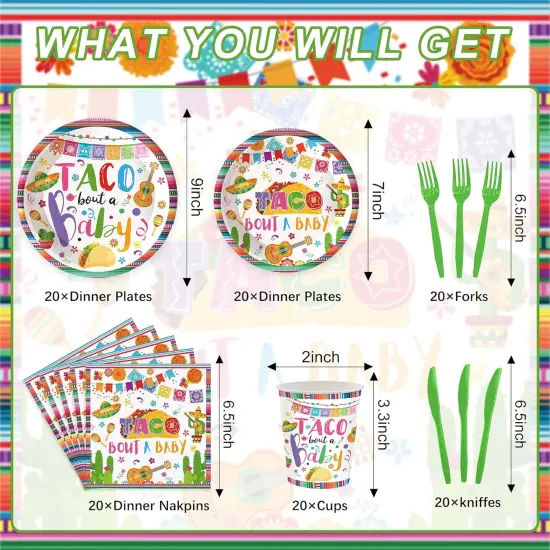 120PCS Taco Baby Shower Party Supplies {4}