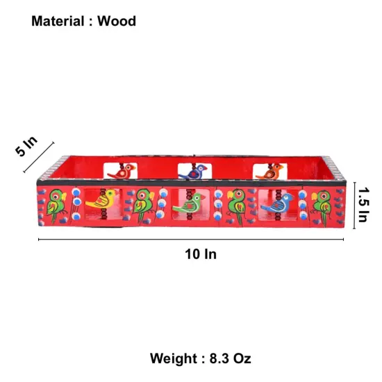 Wooden Serving Tray Hand Painted Tray Indian Decorative Platters for Snack Tea Kitchen Home Restaurant Dinning Table Decor - Breakfast Tray with Handles Great Gift Idea {4}