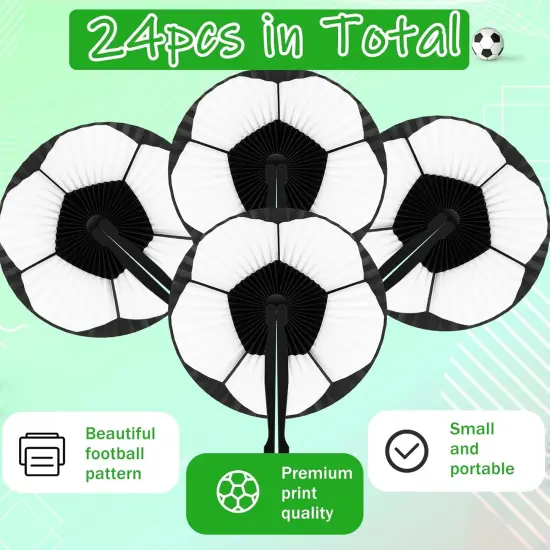 24 Pack Bulk Soccer Themed Paper Hand Fans Soccer Party Favors Decorations Decorative Folding Handheld Fans for Sport Team Gift Ball Birthday Party {5}