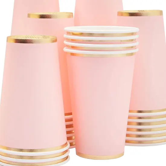 Juvale 50 Pack Light Pink Paper Cups, Disposable Party Supplies (12 oz) {4}