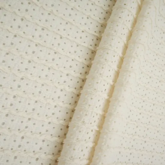 1 Yard Wave Knit Jacquard Solid Lace Fabric 185 GSM Polyester Spandex 58" Width OFF-WHITE {2}