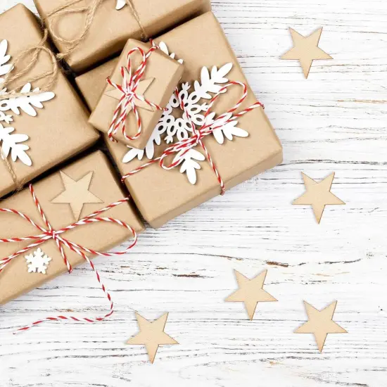 100 PCS 0.78 Inch Wood Stars Cutouts - Unfinished Wooden Stars Ornaments {4}