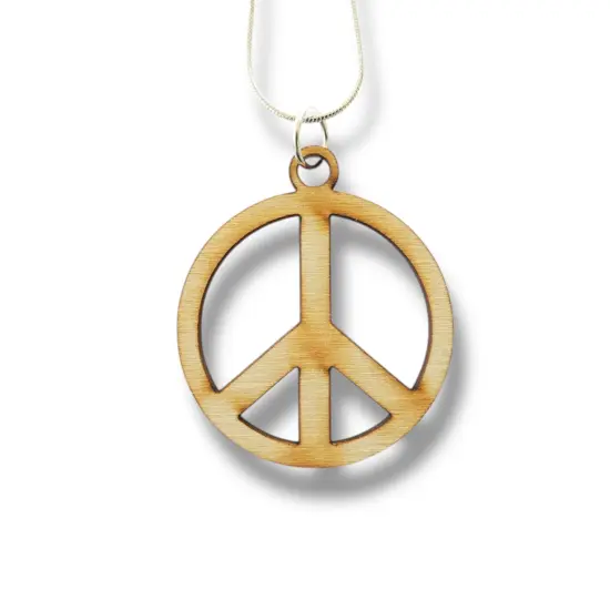 Necklace - Peace Symbol - Snake and Cable Link chains - Birch wood Bronze Chain {4}