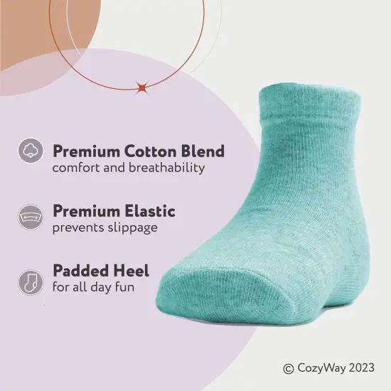 CozyWay Girl Crew Socks - Comfy Cotton Socks For Girls Ages 3 Years and Up - Soft & Breathable - Multi Color - 12 Pack Multicolor {2}