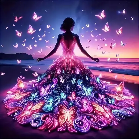 Beach Butterfly Diamond Painting Kits - 13.78x13.78 Inch (JK835-1) {1}