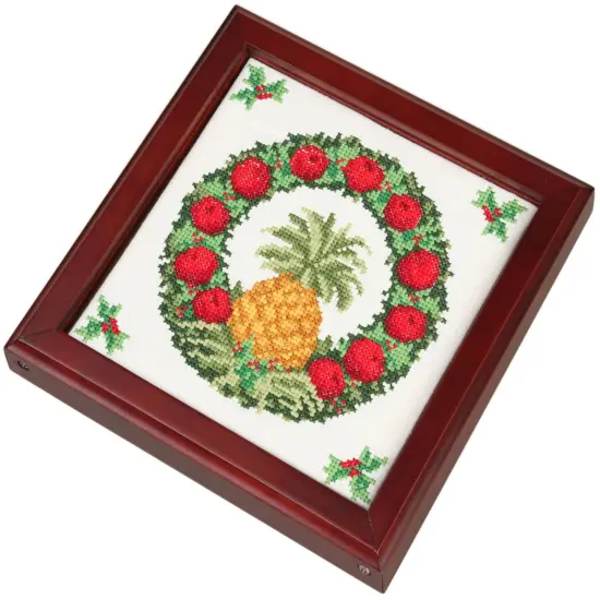 Cherry Square Trivet 7"X7"-Design Area 6"X6" {1}