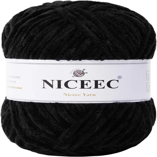 Chenille Yarn for Crochet (Black) {1}