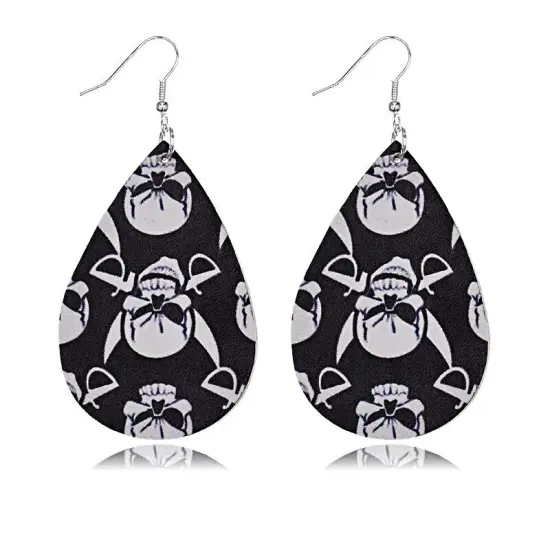 Chic Halloween Teardrop Leather Drop Earrings {1}