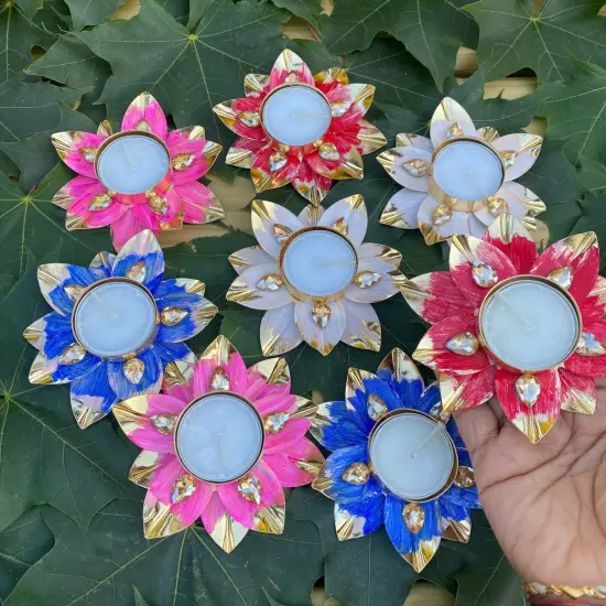 Lotus Tealight Candle Holder Festival of Light Decorative T-light Holder for Diwali Christmas Hanukkah Thanksgiving Gift Floral Candle Holder for Centerpiece Dining Table Home Decor {3}