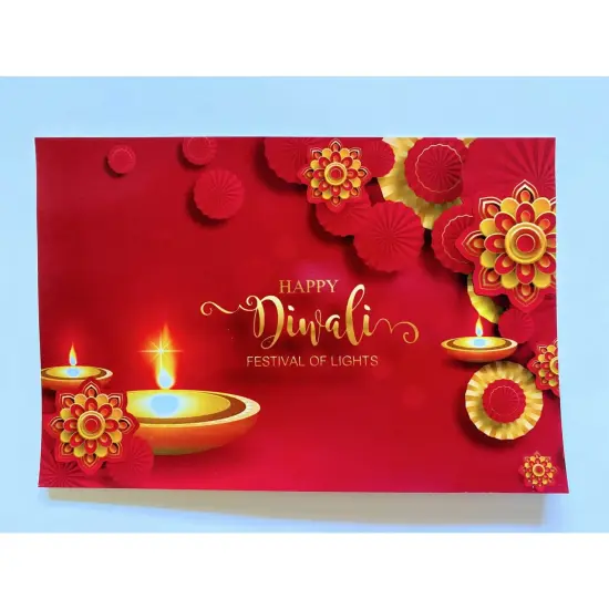 Set of 5 Diwali Card- Single Panel, Dipavali Card, Diwali Greeting Card, Diwali Gift {1}