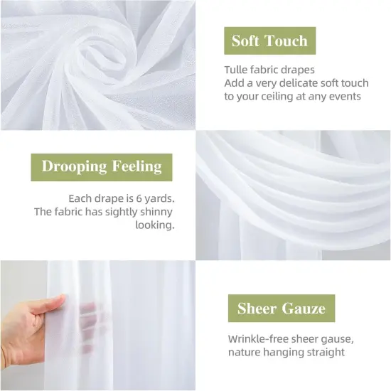 Wedding Arch Draping Fabric &ndash; 2 Panels Sheer Backdrop Curtain 28"x19Ft for Ceremony & Party Decor {4}