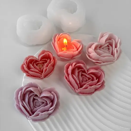 2Pack Heart Candle Mold, Heart Rose Silicone Molds {3}