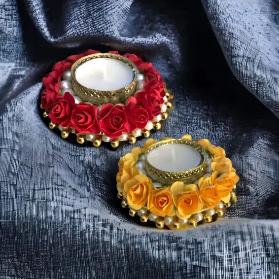 Rose Candle Holder Tealight Candle Holder &ndash; Festive T-light Stand for Diwali, Christmas, Hanukkah, Thanksgiving, Housewarming & Home Decor Centerpiece & Dining Table {2}