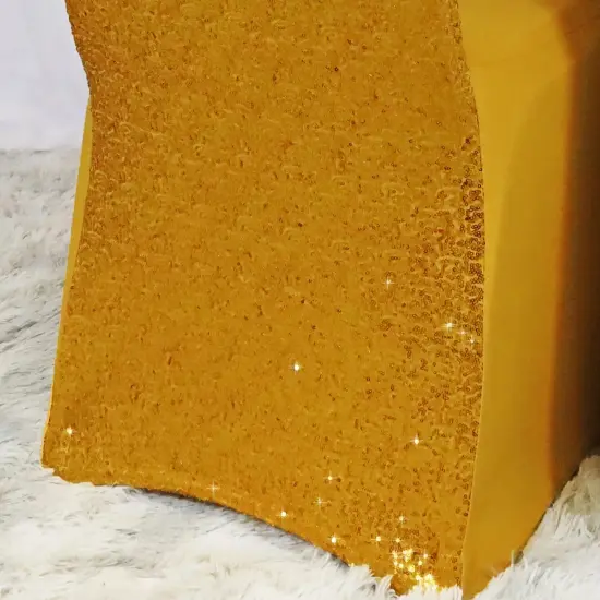 1 Piece Gold Sequin Spandex Chair Cover Stretch Fit for Banquet Events {5}