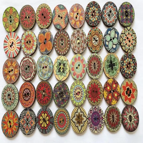 Bohemian Flower Pattern Round Button {2}