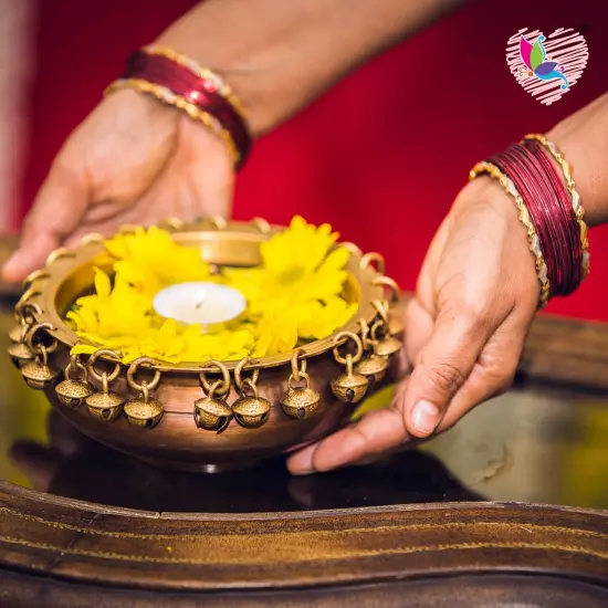 LOVENSPIRE Brass Urli Bowl with Ghungroo 2.7 Inch Indian Ethnic Urli Bowls for Floating Flowers Tea Light Candles Home Office Pooja Room Diwali Decor Showpiece Housewarming Gift {2}