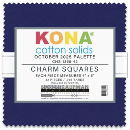 Kona Solid 5" Square Pack (Charm Pack / Charm Square) in October 2025 Palette byfor Robert Kaufman (CHS-1265-42) {1}