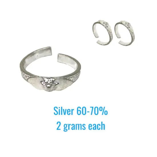 Adjustable Real Silver Toe Rings Pair Indian Bichiya Feet Accessories Tribal Toe Rings Summer Beach Jewelry Comfort Fit Toe Rings for Women {4}