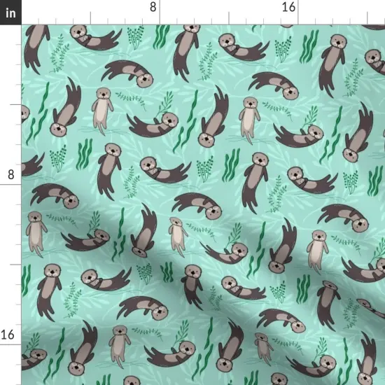Various Fabrics by the Yard or Fat Quarter Otters Otter Ocean Seaweed Aquatic Animals Kelp Cute Nautical Animal Custom Printed Fabric by Spoonflower {2}