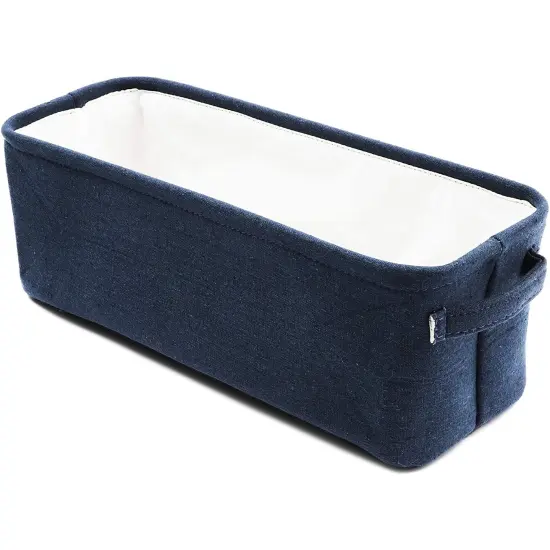 Juvale Dark Blue Fabric Storage Bin for Home and Bathroom (16 x 6 x 5.5 Inches) {5}