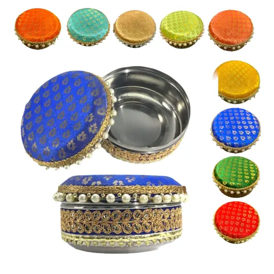 4 Ct Steel Ladoo Box 250 Grams Festival Special Stainless Steel Sweets Gift Box Perfect for Holi Diwali Rakhi Housewarmings Mithaai Desert Box Red {4}