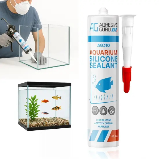 ADHESIVE GURU AG310 Clear Silicone Sealant for Aquariums &ndash; Fish-Safe, 100% Waterproof Bond {2}