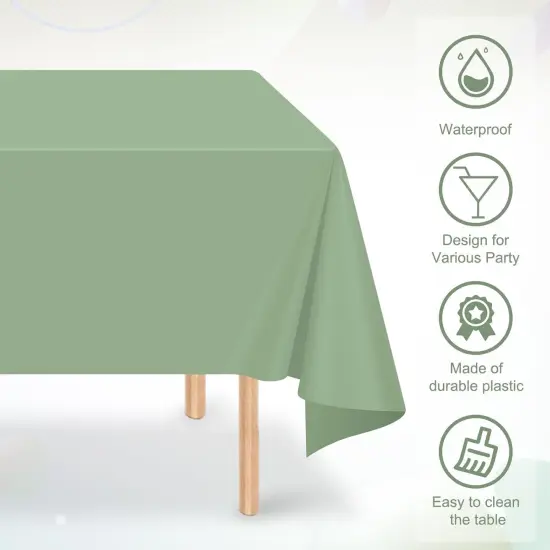 16 Pack Sage Green Plastic Tablecloth {2}