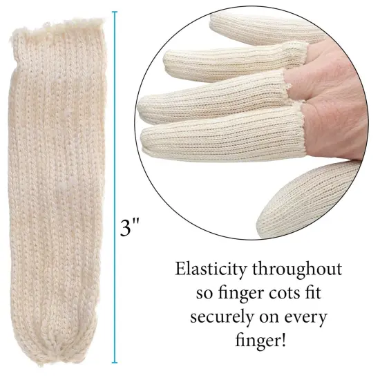 JewelrySupply 100 Count, Cotton Finger Guards, Cots, Fingertip Sleeve, Thumb Protector, Covers Fingers, Crafting, Jewelry Making, Handling Protection, Stretchable, Breathable Cotton with Elastic Blend {3}