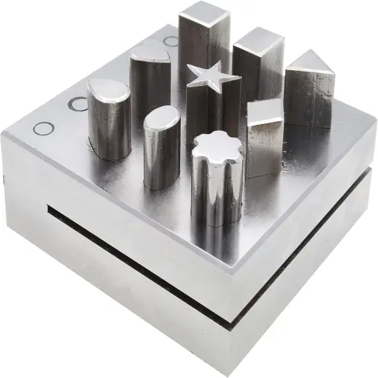 The Beadsmith Steel Disc Cutter Set Includes 4 Punches & Die. Tool for Cutting Corners from: 1/4", 1/2" & 1" Curves & 3/16" x 3/4" Oval Slot Punch. Use Soft Metal Sheet up to 20-24 Gauge & Thinner {4}