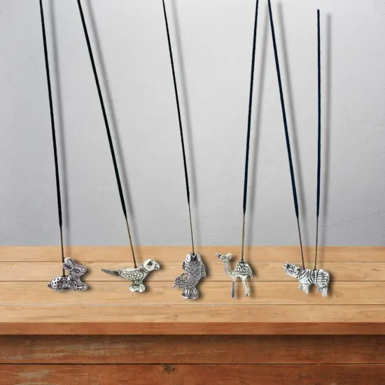 Minimalist German Silver Incense Stick Holder Agarbatti and Dhoop Ash Catcher Mess Free Incense Burner Tray for Temple Living Room Decoration Housewarming Gift {2}