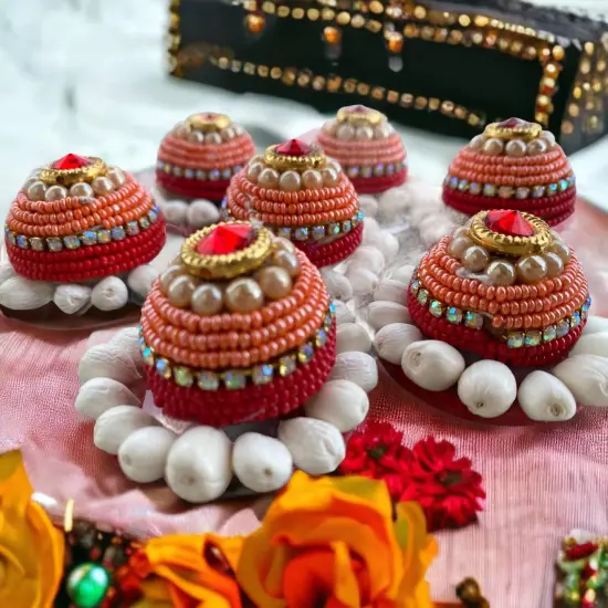 10 Pc Decorative Designer Supari Betelnut for Pooja &ndash; Spiritual Shagun Item, Unique Indian Pooja Supari, Temple Decor, Wedding Favor, Housewarming Gift {2}
