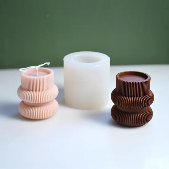 Barrel Striped Candle Silicone Mold Geometric Pillar Candle Soap Mold {4}