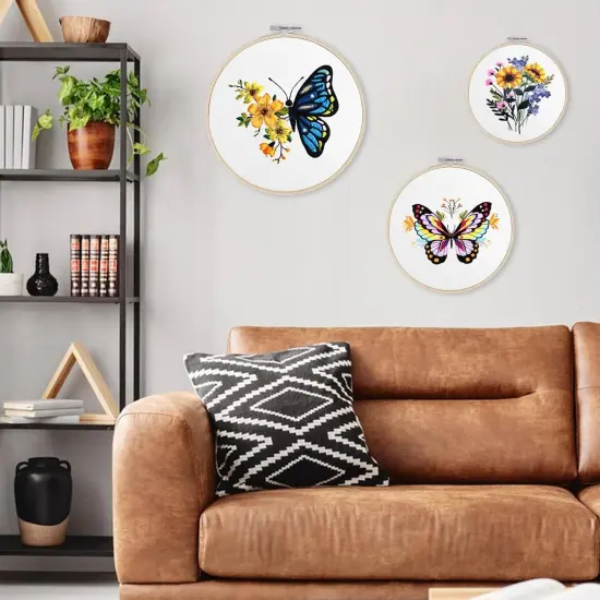 3 Pieces Embroidery Hoops, 4/6/7 inch Round Bamboo Adjustable Frame Circle {5}