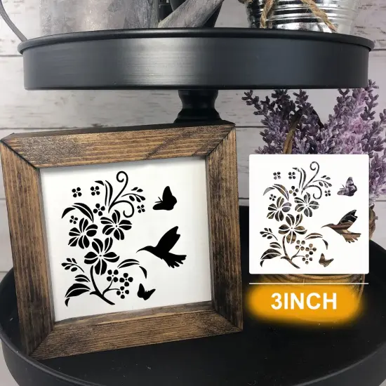 Small Stencils for Painting on Wood Reusable, 3 Inch Reusable Stencil for Craft Ornament Paint Template Stencils for Wall Card Rock Wood Signs Coasters Canvas Home Decor (Flower) {3}