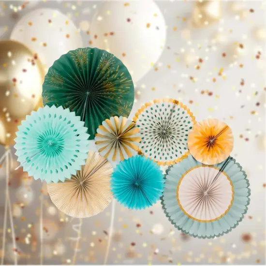 Origami Wall Decoration Set (8 Assorted Round Paper Fans) Birthday Party Baby Shower Wedding Events Decor {2}