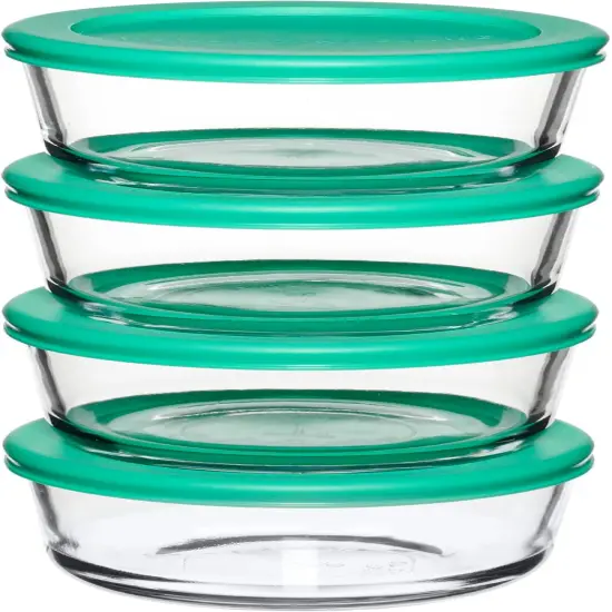 Set of 4 - 2 Cup Glass Food Storage Containers with Lids (Mixed Blue) {4}