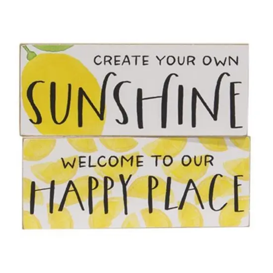 Distressed Welcome and Sunshine Word Blocks with Rustic Edges 2 Asstd. {1}