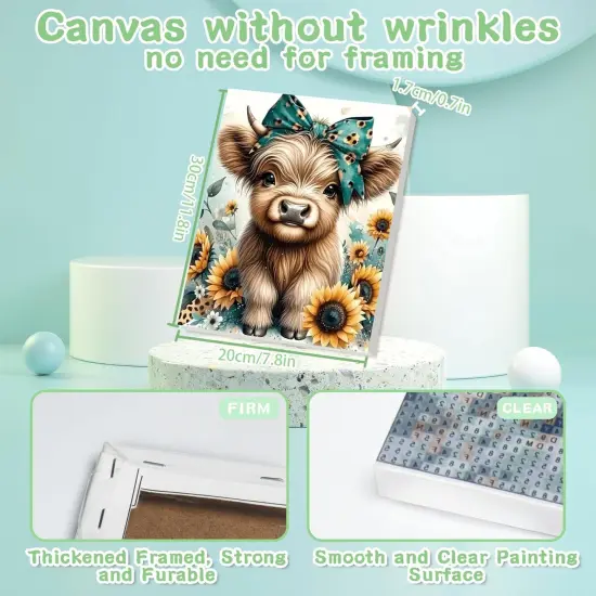 4 Pack Cow Diamond Painting Kits - 8X12 Inch (0306-3) {2}