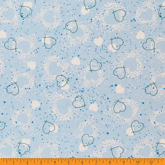Mook Fabrics Hearts Adored Cotton Fabric [45 in. Wide] - By The Yard Blue {3}