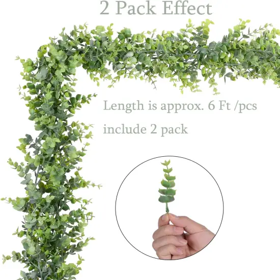 Artificial Vines Faux Eucalyptus Garland 6 Feet 8.6"D x 6.1"W x 5.7"H {2}
