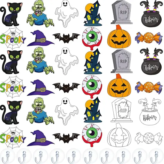 72 Pcs Halloween Window Art Suncatcher Kits DIY {1}