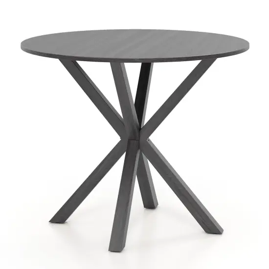 36 Inch Round Dining Table with Rubber Wood Legs and Pedestal Base Black {1}
