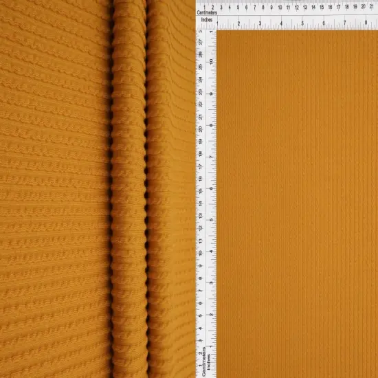 1 Yard Double Knit Cozy Fabric 240 GSM, 77% Polyester 18% Rayon 5% Spandex Blend 56/57" Width MUSTARD {1}
