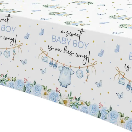 Blue Baby Boy Baby Shower Tablecloth {3}