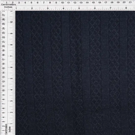 1 Yard Sweater Pointelle Jacquard Fabric Stretch Rayon Nylon Polyester Spandex 58/59 Inches Wide INDIGO {6}